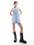 Фото #7 товара Tommy Jeans denim pinafore dress in light wash