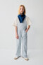 Striped denim long dungarees