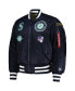 Фото #4 товара Men's x Alpha Industries Navy, Camo Seattle Mariners Reversible Full-Zip Bomber Jacket