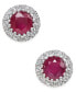 ფოტო #1 პროდუქტის Sapphire (5/8 ct. t.w.) and Diamond (1/10 ct. t.w.) Stud Earrings in 14k White Gold (Also Available in Ruby and Emerald)