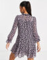 New Look tie neck mini chiffon smock dress in ditsy floral