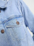 Hollister – Kurz geschnittene Jeansjacke mit mittelblauer Waschung