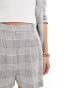 Mango pull on check co-ord shorts in grey