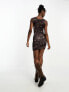 Фото #7 товара Tammy Girl slash neck slinky mini dress in leather patchwork print