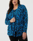 ფოტო #3 პროდუქტის Plus Size Eco Floral Print Roll Collar Draped Long Sleeve Cardigan Sweater