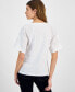 Women's Crewneck Embroidered-Sleeve Top
