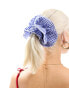 Фото #1 товара DesignB London double layer gingham scrunchie in blue