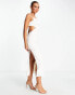 Pretty Lavish double strap backless cowl neck midaxi dress in oyster