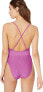 Фото #4 товара Bikini Lab Women's 182908 High Leg One Piece Swimsuit Fuchsia Luster Rib Size M