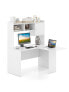 Фото #2 товара L-Shaped Desk Corner Computer Desk with Open Storage Hutch and Cabinet-White