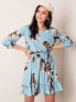 Фото #2 товара Женское шифоновое платье с цветами Factory Price голубой