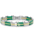 Фото #1 товара Men's Malachite Square Link Bracelet in Stainless Steel & Yellow Ion-Plate