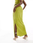 Kaiia textured column maxi skirt co-ord in lime