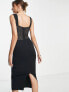 Фото #2 товара ASOS DESIGN Tall lace insert corset midi dress in black