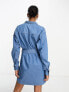 Фото #3 товара ASOS DESIGN Tall denim mini dress with belt in midwash