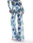 ASOS DESIGN co-ord wide leg mesh trousers in floral print Синий, S - EU 36-38 - фото #5