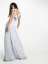 TFNC Bridesmaid frill detail maxi dress in grey