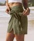 Фото #2 товара Women's Olive Wrap & Tie Mini Cover-Up Skirt