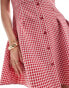 ASOS DESIGN mini halter shirt dress in ruby gingham