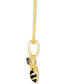 ფოტო #4 პროდუქტის Diamond (1/8 ct. t.w.) & Black Enamel Bee 18" Pendant Necklace in 14k Gold