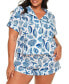 Фото #1 товара Plus Size Lucero Short Sleeve Top & Shorts Pajama Set