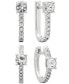 Women's Crystal Hoop Earrings Set, 4 Pieces