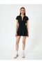 Фото #3 товара Платье женское Koton Mini с узором "горошек" выполнено в поло со шнурком, короткие рукава, карманы Slim Fit