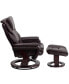 Multi-Position Recliner & Ottoman With Swivel Wood Base