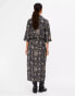 Object hybrid midi shirt dress in grey vintage print