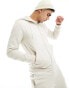 Armani EA7 front & back logo sweat full zip hoodie and jogger tracksuit in beige