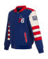 Men's Royal Philadelphia 76ers Stripe Colorblock Nylon Reversible Full-Snap Jacket