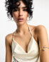 Vila Bridal satin cami halterneck top co-ord in cream