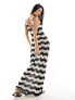 New Look chevron crochet maxi dress in black and white