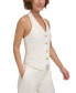 Фото #3 товара Petite Linen-Blend Halter-Neck Button-Front Vest