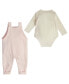 ფოტო #2 პროდუქტის Baby Girls Bodysuit and Heavy Knit Jersey Overall, 2 Piece Set