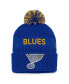 ფოტო #1 პროდუქტის Men's Royal, Yellow St. Louis Blues 2022 NHL Draft Authentic Pro Cuffed Knit Hat with Pom