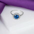 Luxury silver ring with blue zircon RI031W