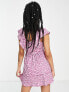 Фото #2 товара Miss Selfridge Petite shirred frill detail rara mini dress in heart print