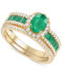 ფოტო #1 პროდუქტის Emerald (3/4 ct. t.w.) & Diamond (3/8 ct. t.w.) Bridal Set in 14k Gold