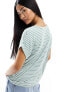 Фото #7 товара ONLY soft round neck t-shirt in sage & white stripe