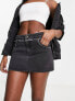 Signature 8 micro pelmet denim skirt in black