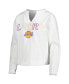 Фото #3 товара Women's White Los Angeles Lakers Sunray Notch Neck Long Sleeve T-shirt