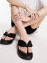 Фото #5 товара Urban Revivo flatform toe post sandal in black