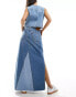 Фото #3 товара Levi's iconic long contrast denim skirt in mid blue