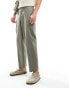 ASOS DESIGN smart oversized tapered linen blend trousers in dusty green