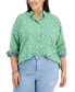 Plus Size Cotton Printed Utility Shirt