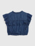 Фото #2 товара Gap &#215 LoveShackFancy Kids Denim Ruffle Button-Front Top