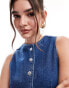 Фото #3 товара ASOS DESIGN denim waistcoat in mid blue