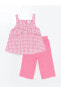 LCW baby Kare Yaka Askılı Kız Bebek Bluz ve Pantolon 2'li Takım