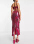 Simmi Tall sequin cut out waist maxi skirt co-ord in pink Розовый, 36 - фото #2